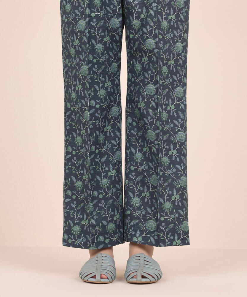 Printed Khaddar Straight Pants