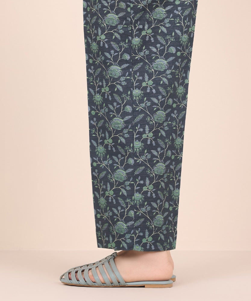 Printed Khaddar Straight Pants