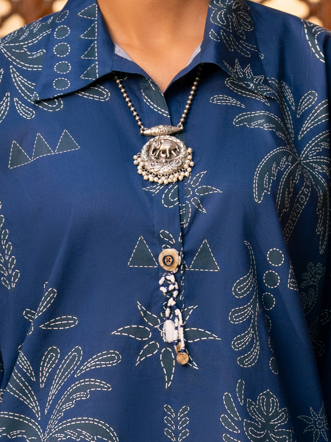 Blue Cotton Kurti - AWP-SLK-1097