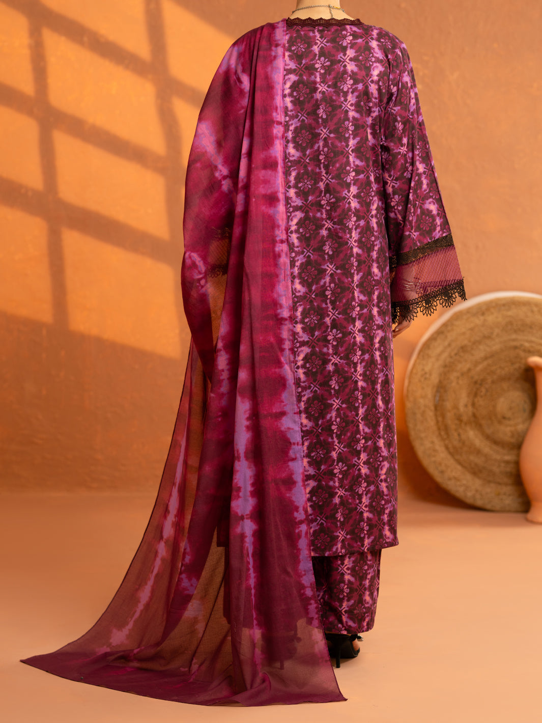 Plum Cambric 3Pc Stitched - AWP-3PS-934