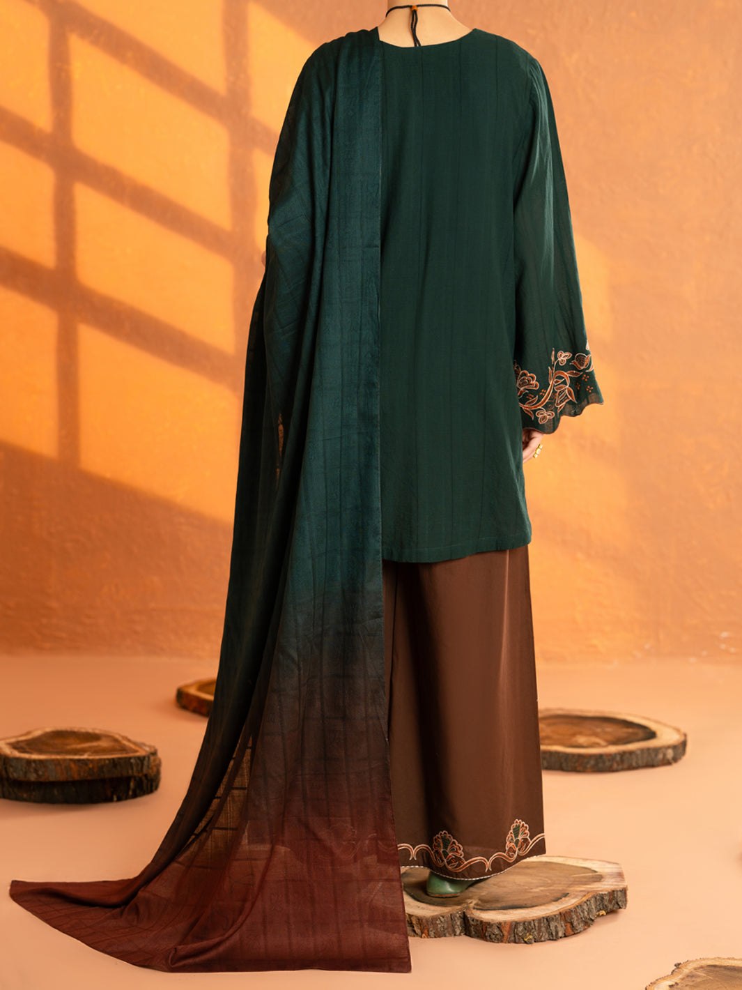 Green Cotton Dobby 3Pc Stitched - AWP-3PS-962