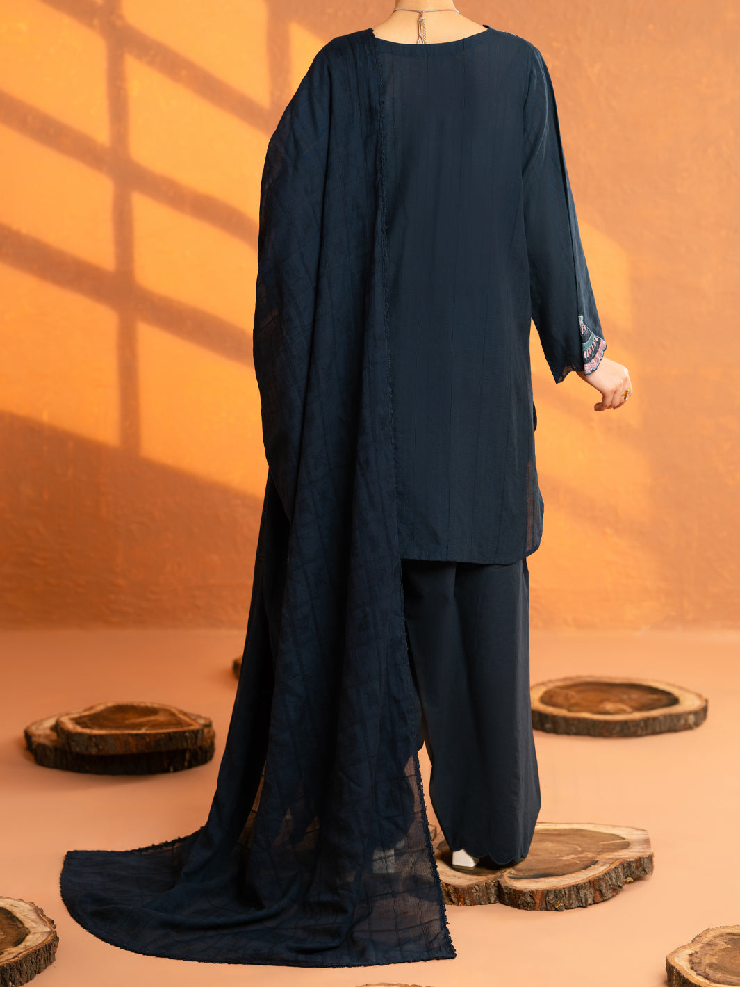 Blue Lino Kara Stitched 3Pc - AWP-3PS-963