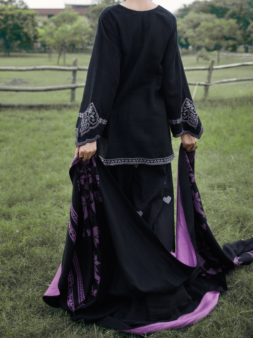 Black Cotton Slub 3Pc Stitched - AWP-3PS-972