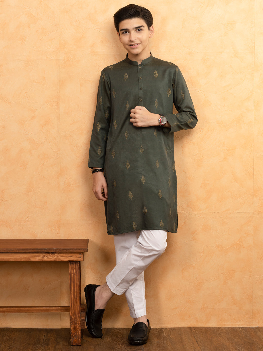 Green Blended Kurta - ALT-K-047B