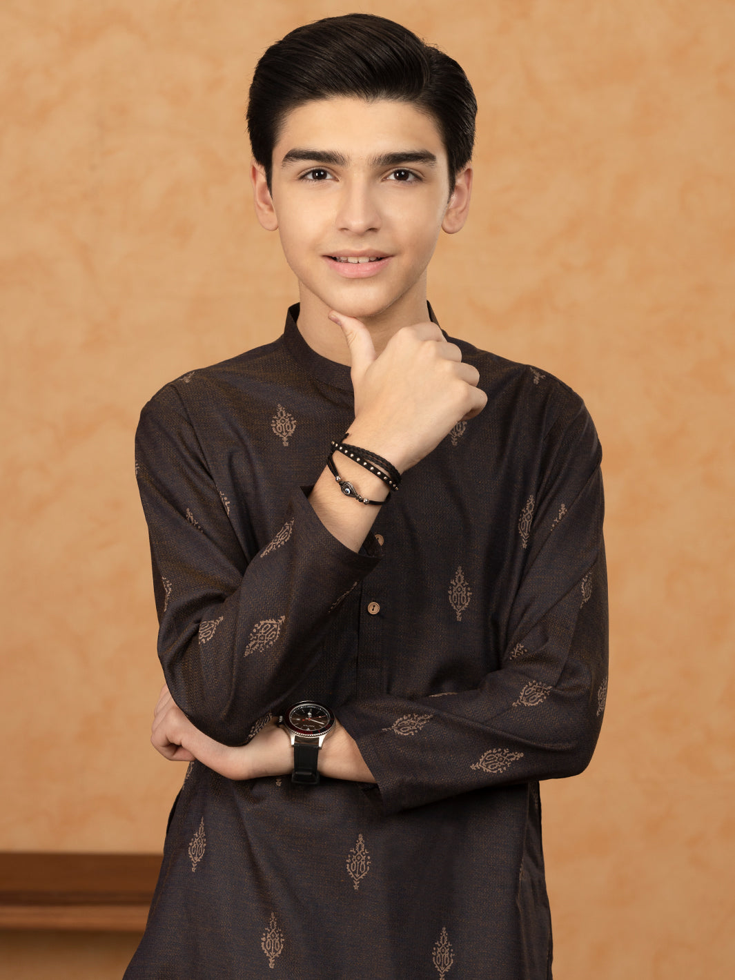 Dark Brown Blended Kurta - ALT-K-047C