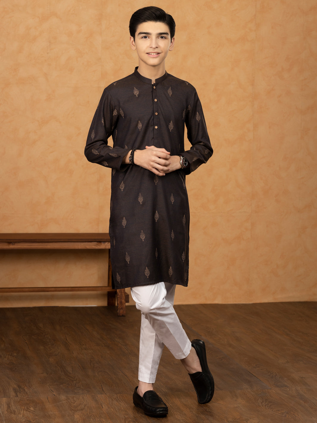 Dark Brown Blended Kurta - ALT-K-047C
