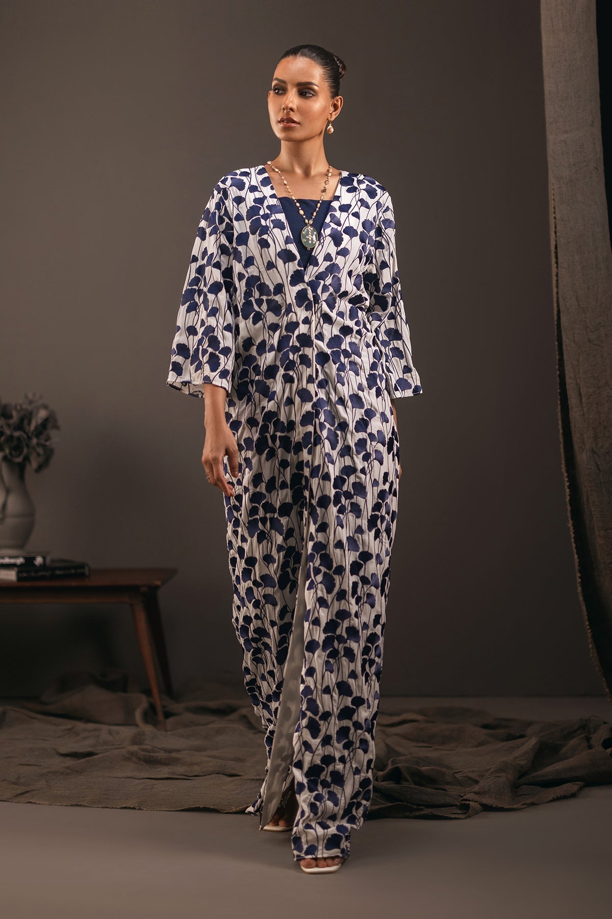 Linen Blend Printed Dress