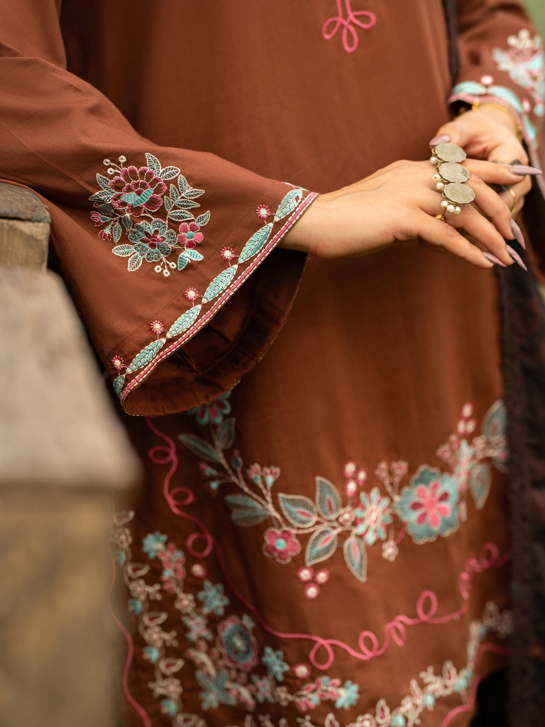 Brown Cotton Lawn 3Pc Stitched - AWP-3PS-954