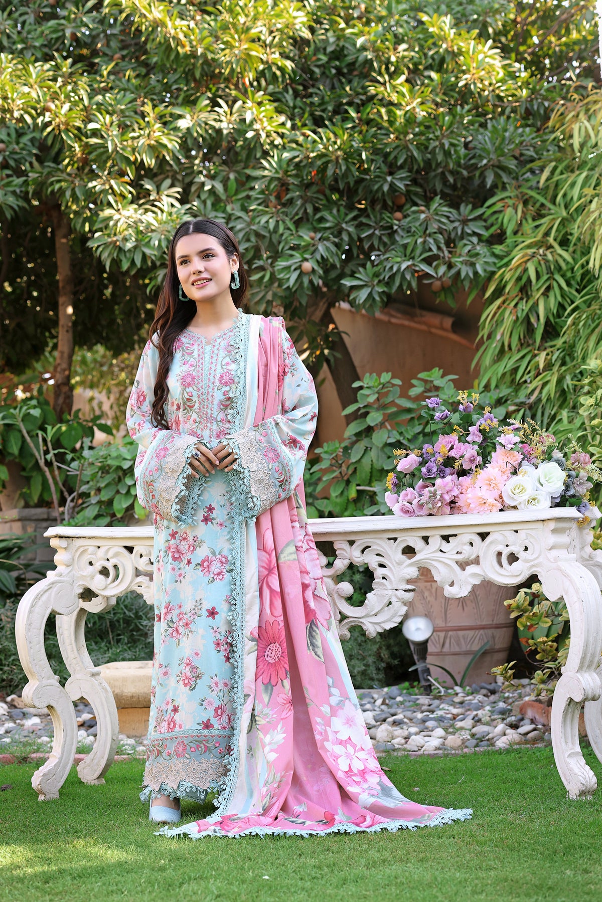 Aneelas Print Emb Lawn Printed Lawn Duppata 3pc [SPR-26-02] [Dispatch Time 2 Month]