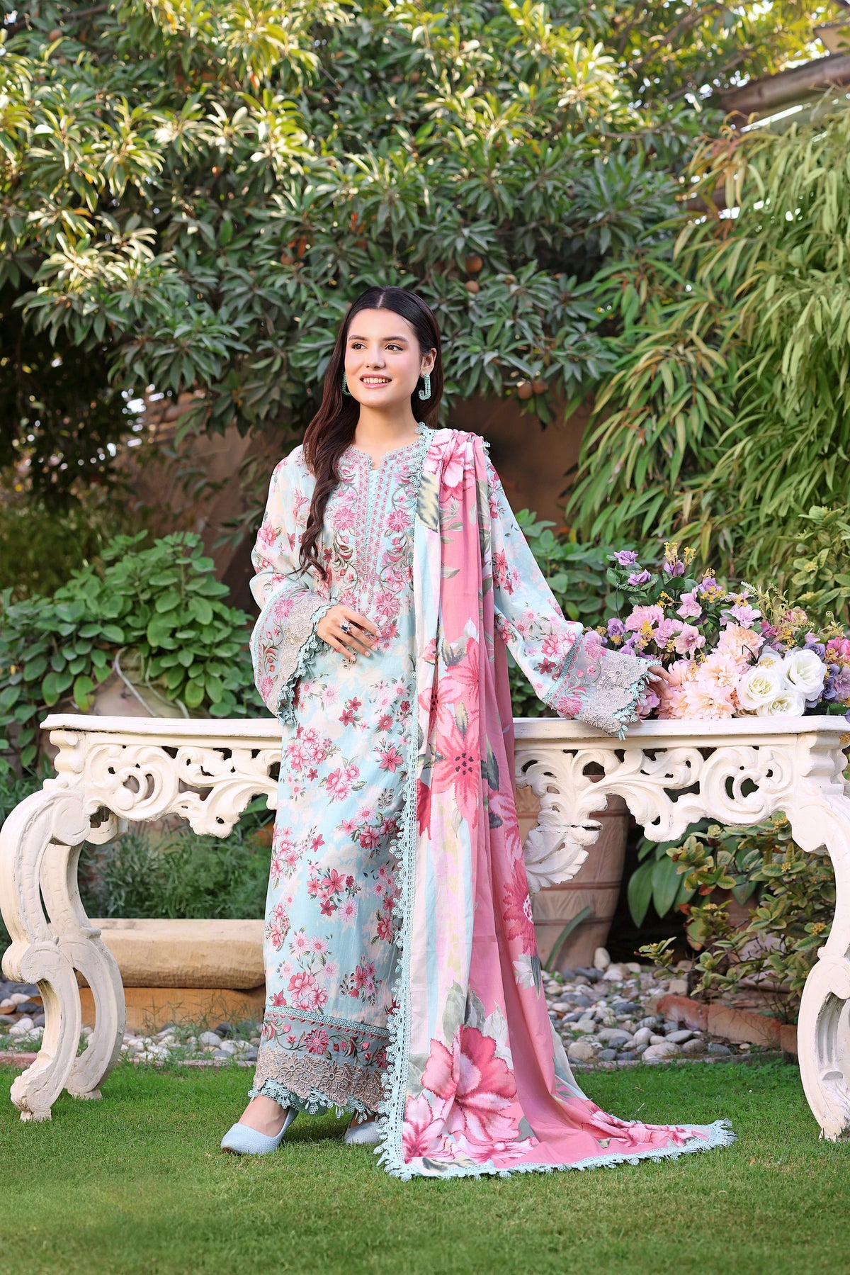 Aneelas Print Emb Lawn Printed Lawn Duppata 3pc [SPR-26-02] [Dispatch Time 2 Month]