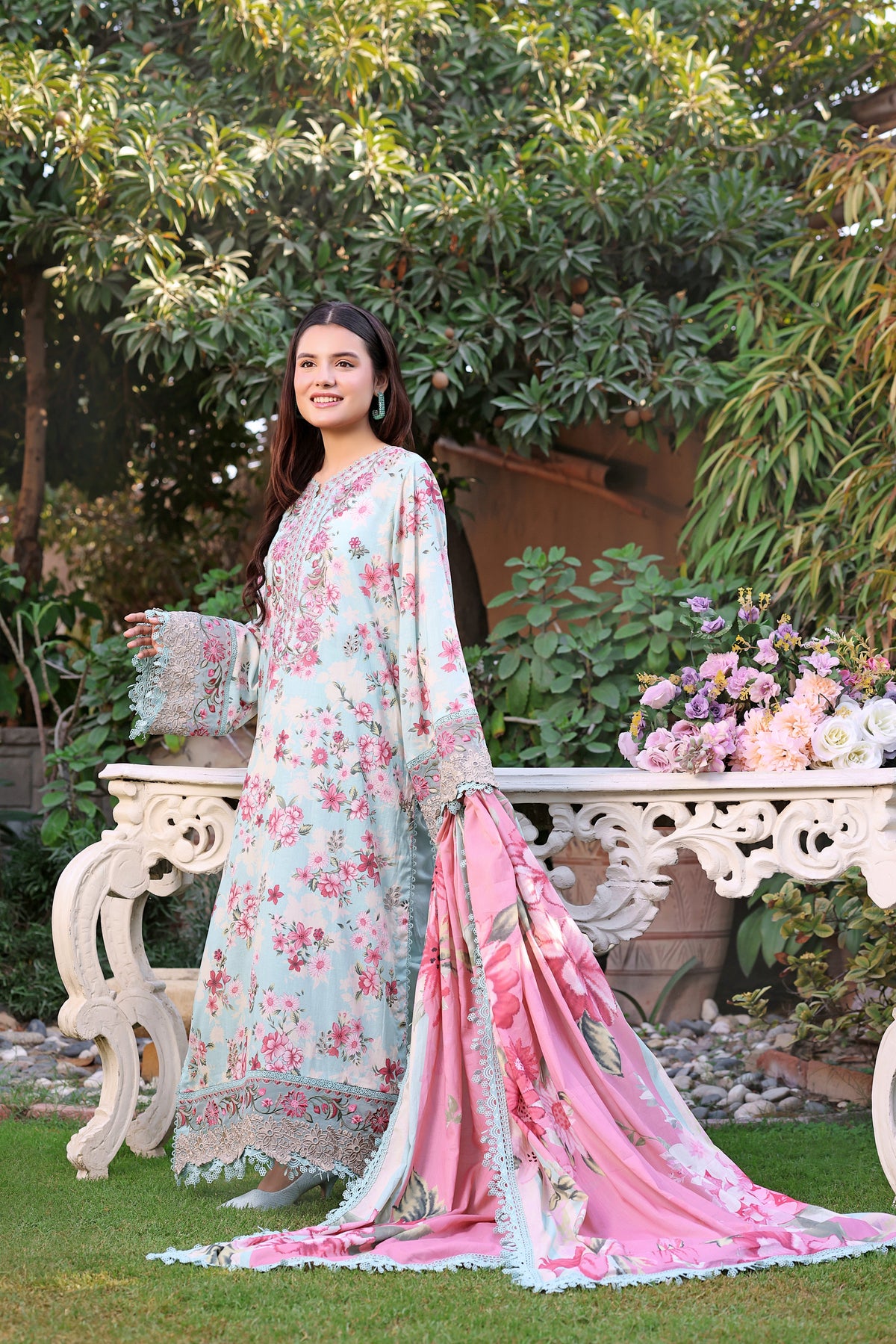 Aneelas Print Emb Lawn Printed Lawn Duppata 3pc [SPR-26-02] [Dispatch Time 2 Month]