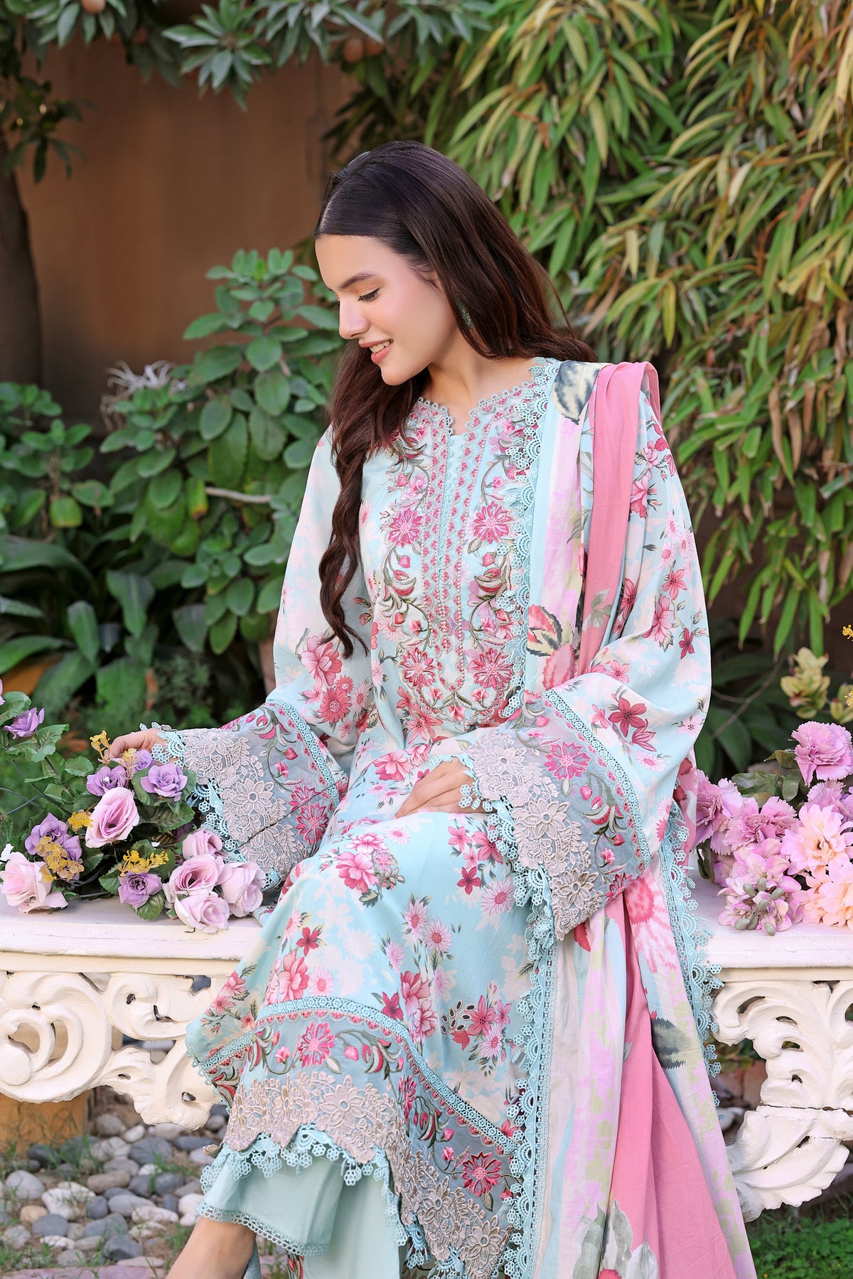 Aneelas Print Emb Lawn Printed Lawn Duppata 3pc [SPR-26-02] [Dispatch Time 2 Month]