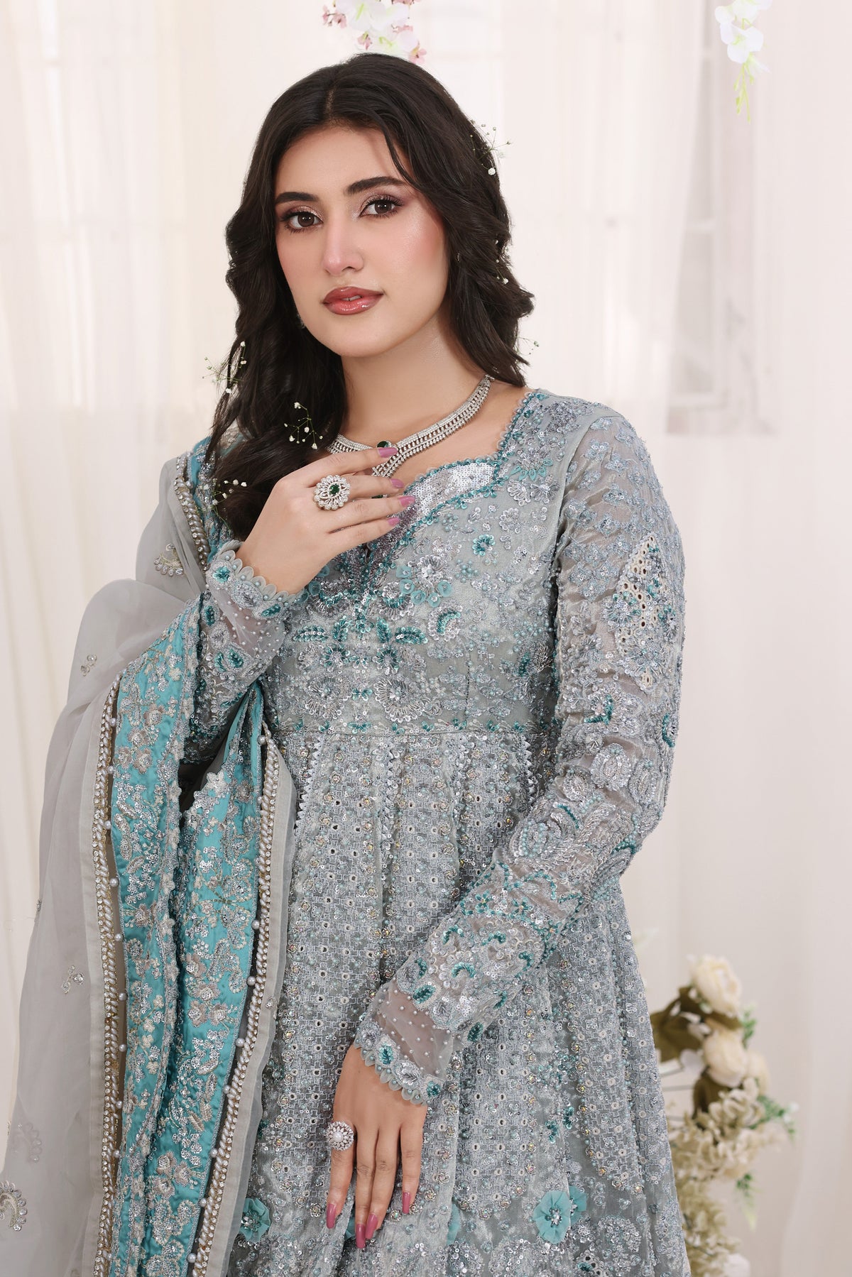 Aneelas Bridal Ada Work Embroidered Tissue 3pc [BR-34]
