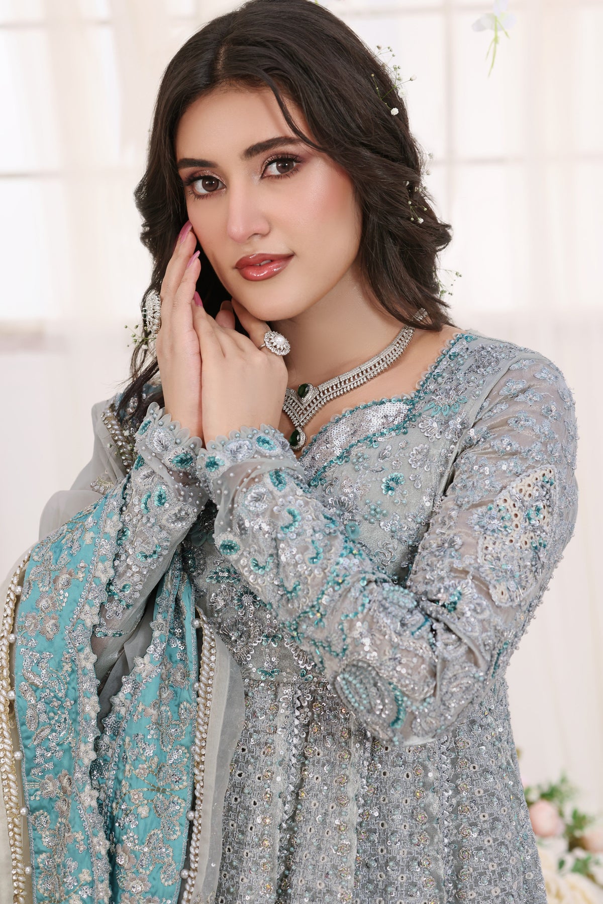 Aneelas Bridal Ada Work Embroidered Tissue 3pc [BR-34]