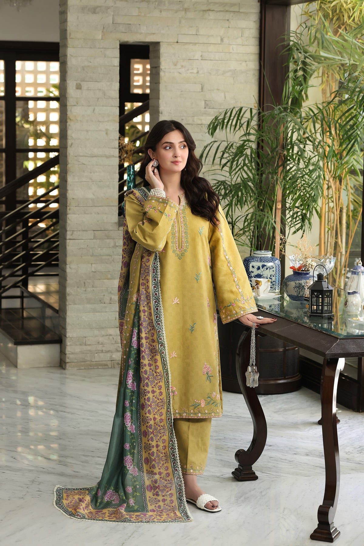 Aneelas Jacquard Emb 3pc With Silk Duppata [LUX-26-82] [Dispatch Time 2 Month]