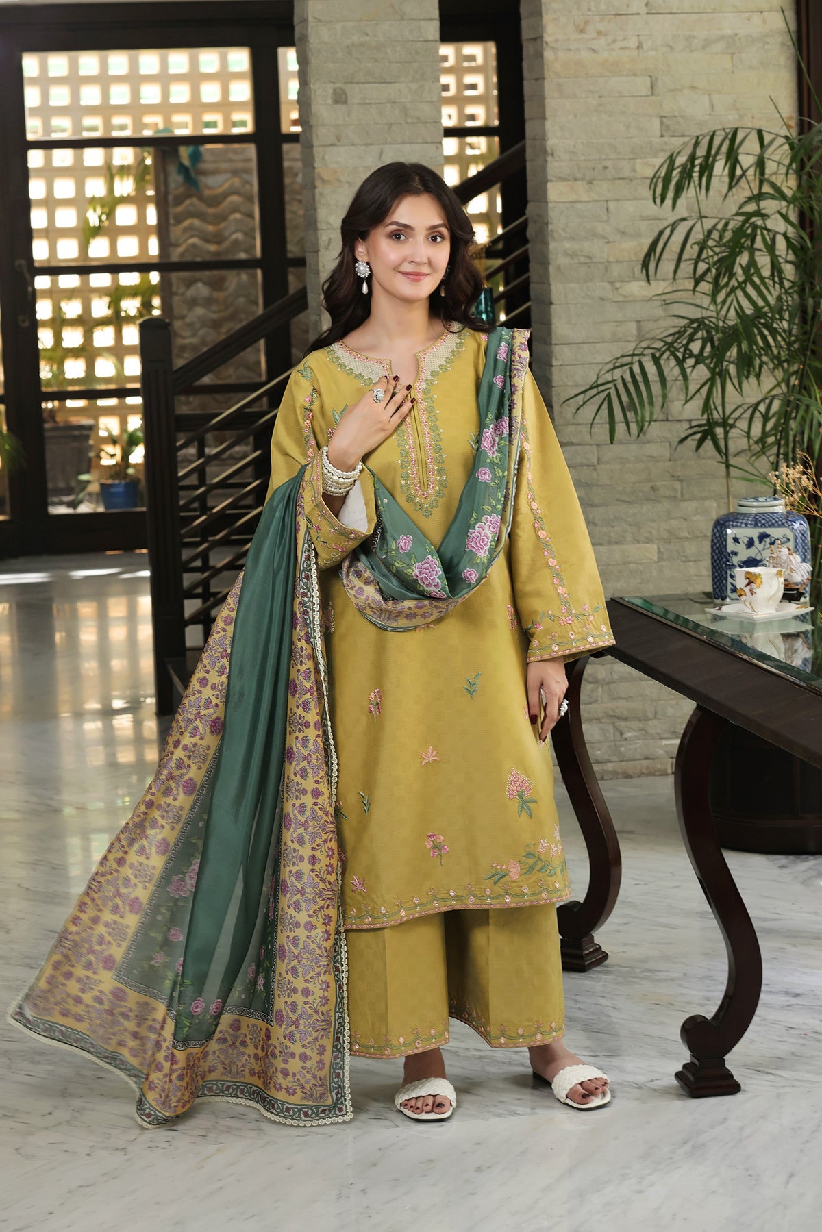 Aneelas Jacquard Emb 3pc With Silk Duppata [LUX-26-82] [Dispatch Time 2 Month]