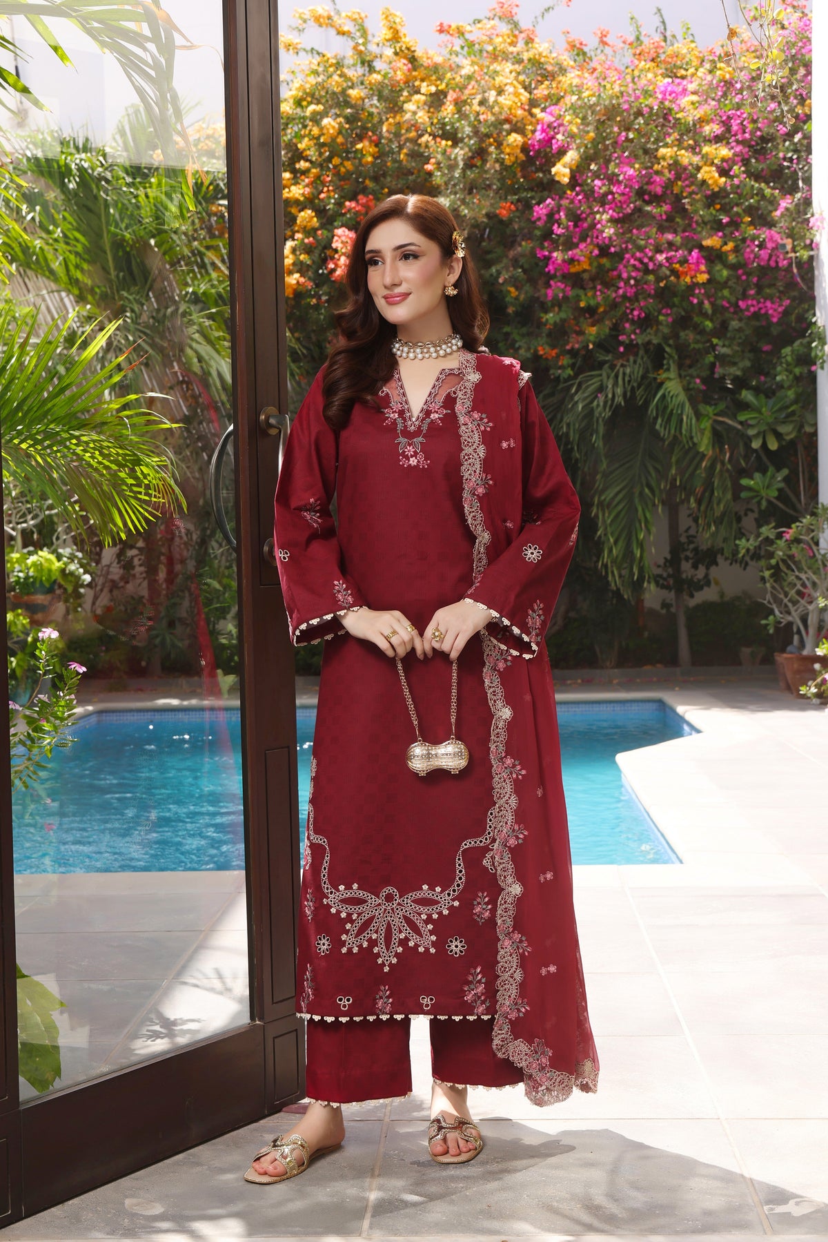 Aneelas Lawn Emb 3pc Chiffon Duppata [LUX-26-77] [Dispatch Time 2 Months]