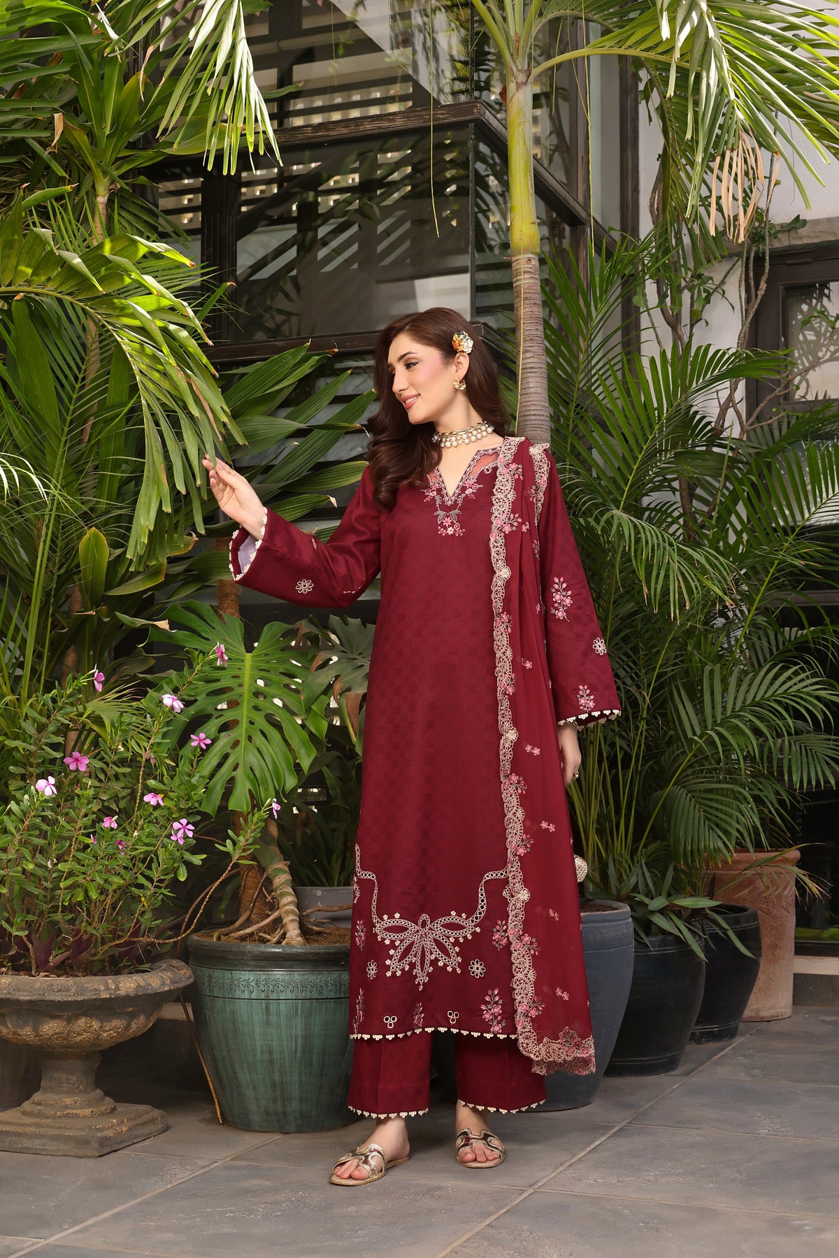 Aneelas Lawn Emb 3pc Chiffon Duppata [LUX-26-77] [Dispatch Time 2 Months]