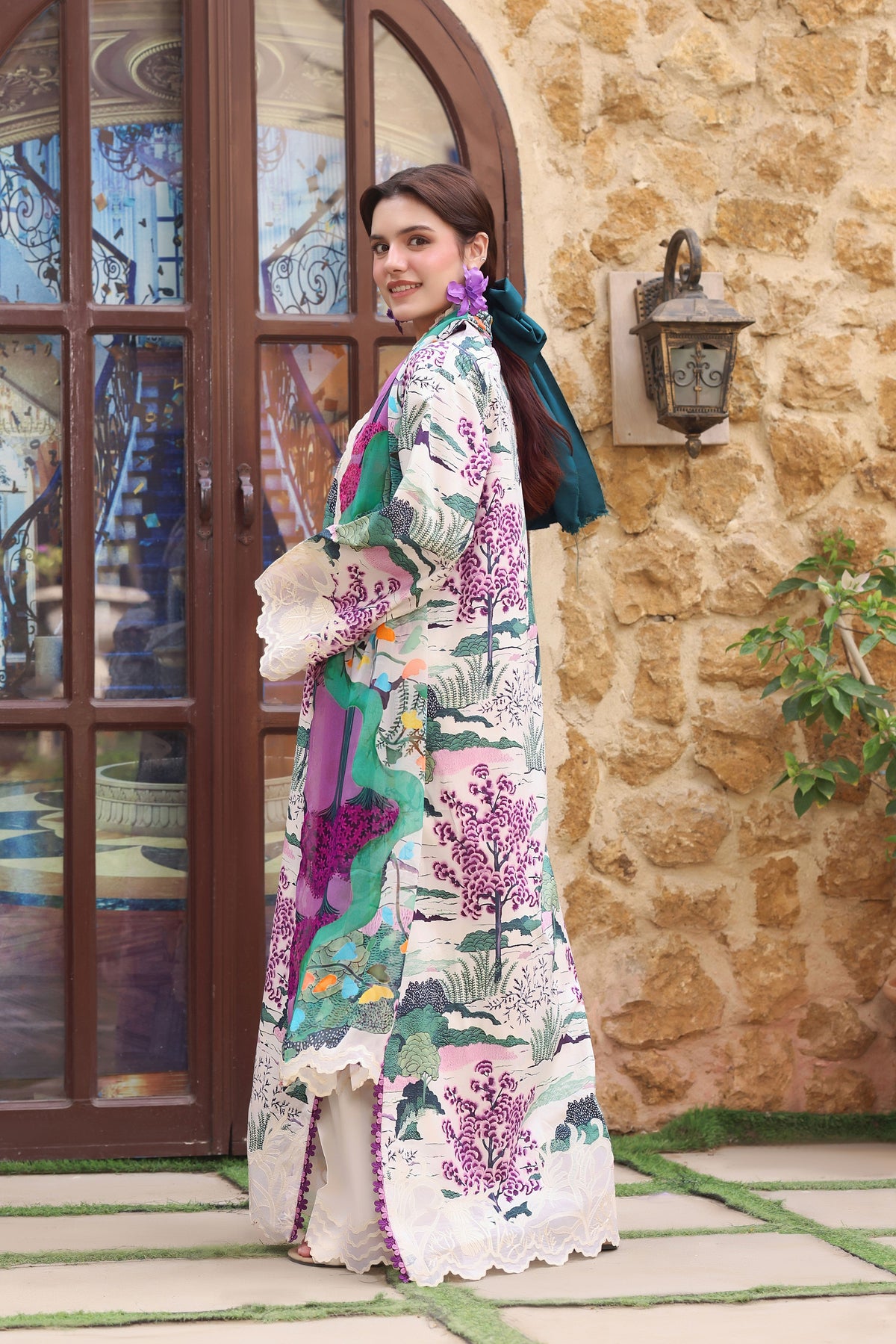 Aneelas Print Emb Viscose 3pc Chiffon Duppata [VC-26-26-A] [Dispatch Time 2.5 Months]