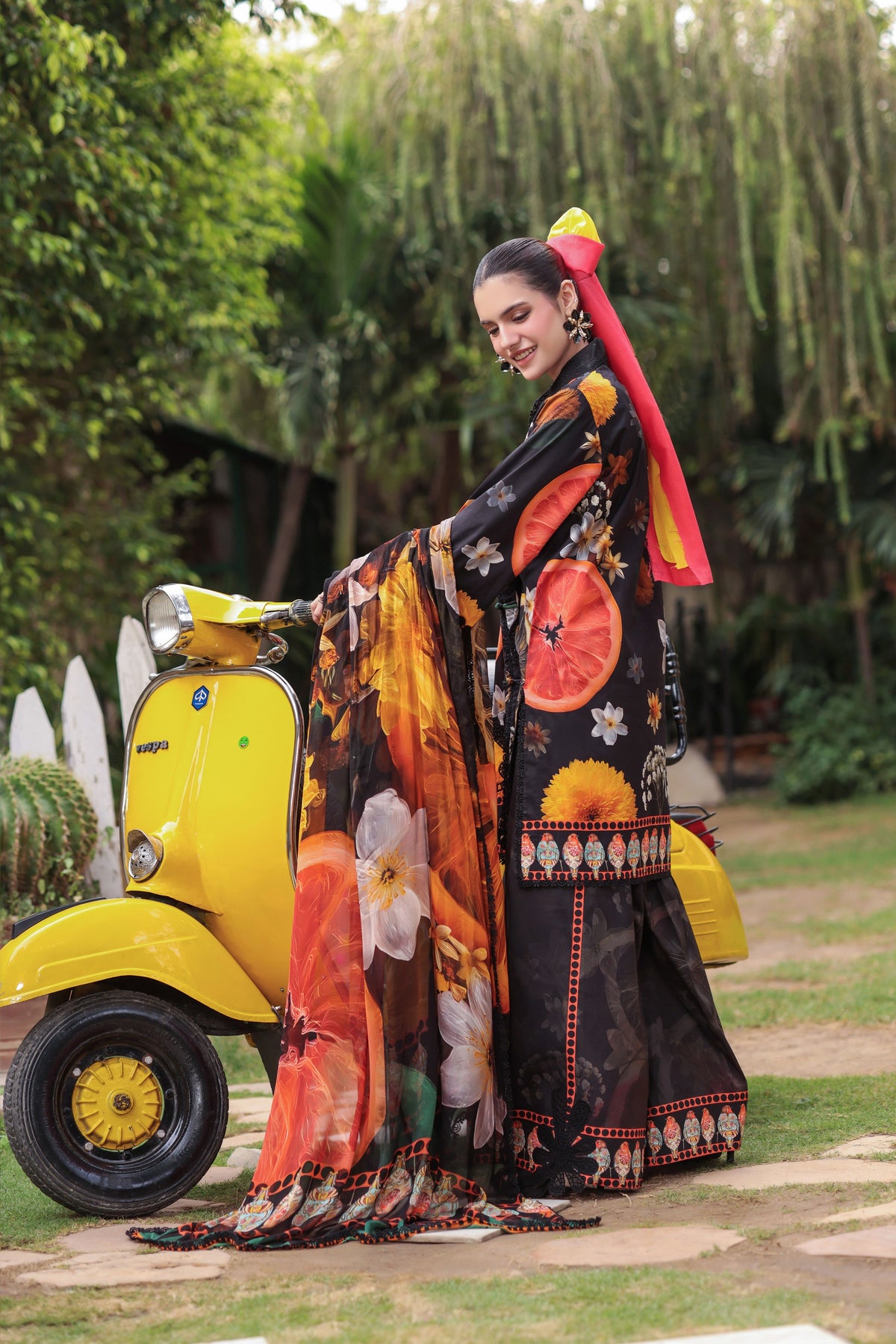 Aneelas Print Emb Viscose 3pc Chiffon Duppata [VC-26-32-A] [Dispatch Time 2 Months]