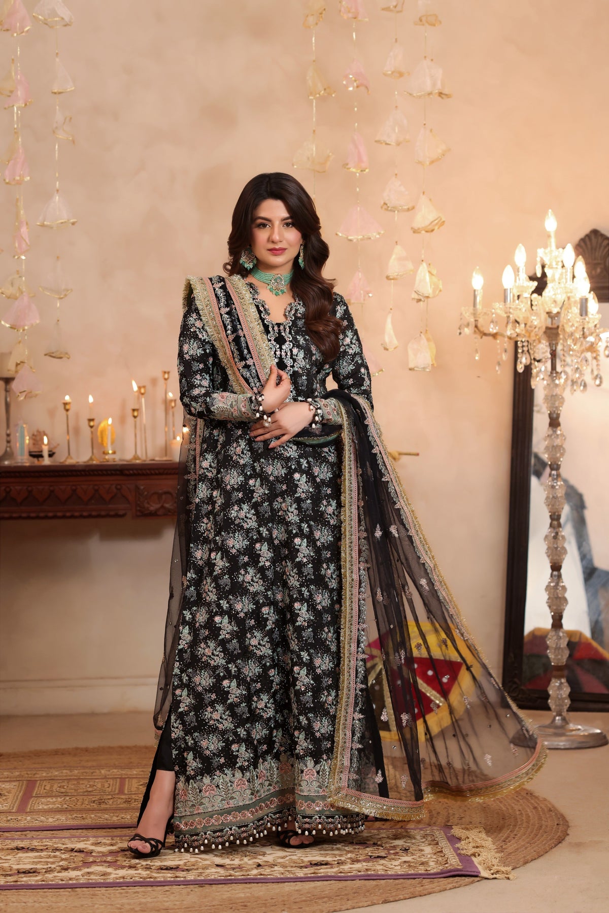 Aneelas Raw Silk Emb Kaftan 3pc Net Duppata [FC-26] [Dispatch Time 2 Months]