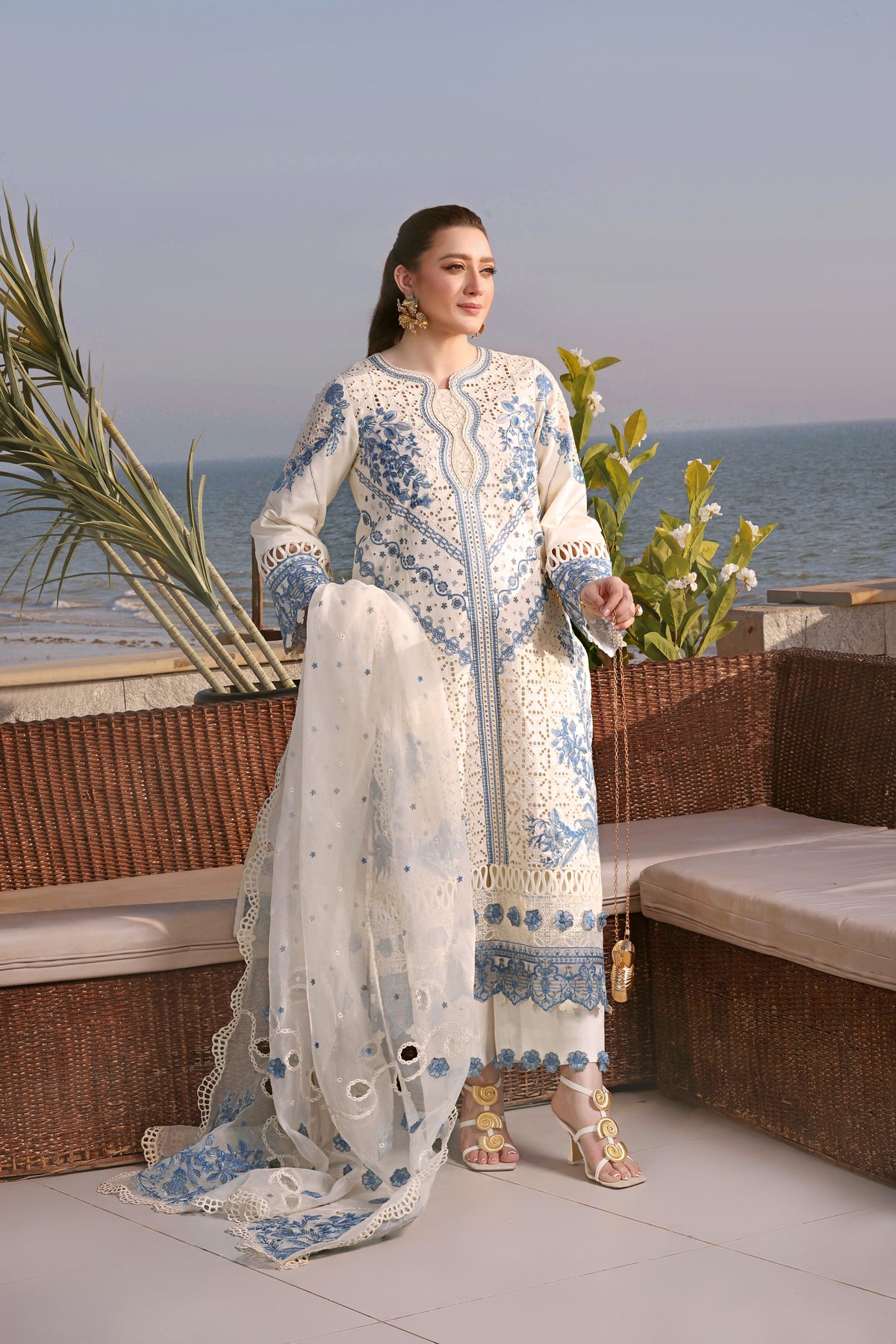 Aneelas Luxury Lawn Emb Shirt Emb Duppata 3pc [LUX-26-03] [Dispatch Time 2 Months]