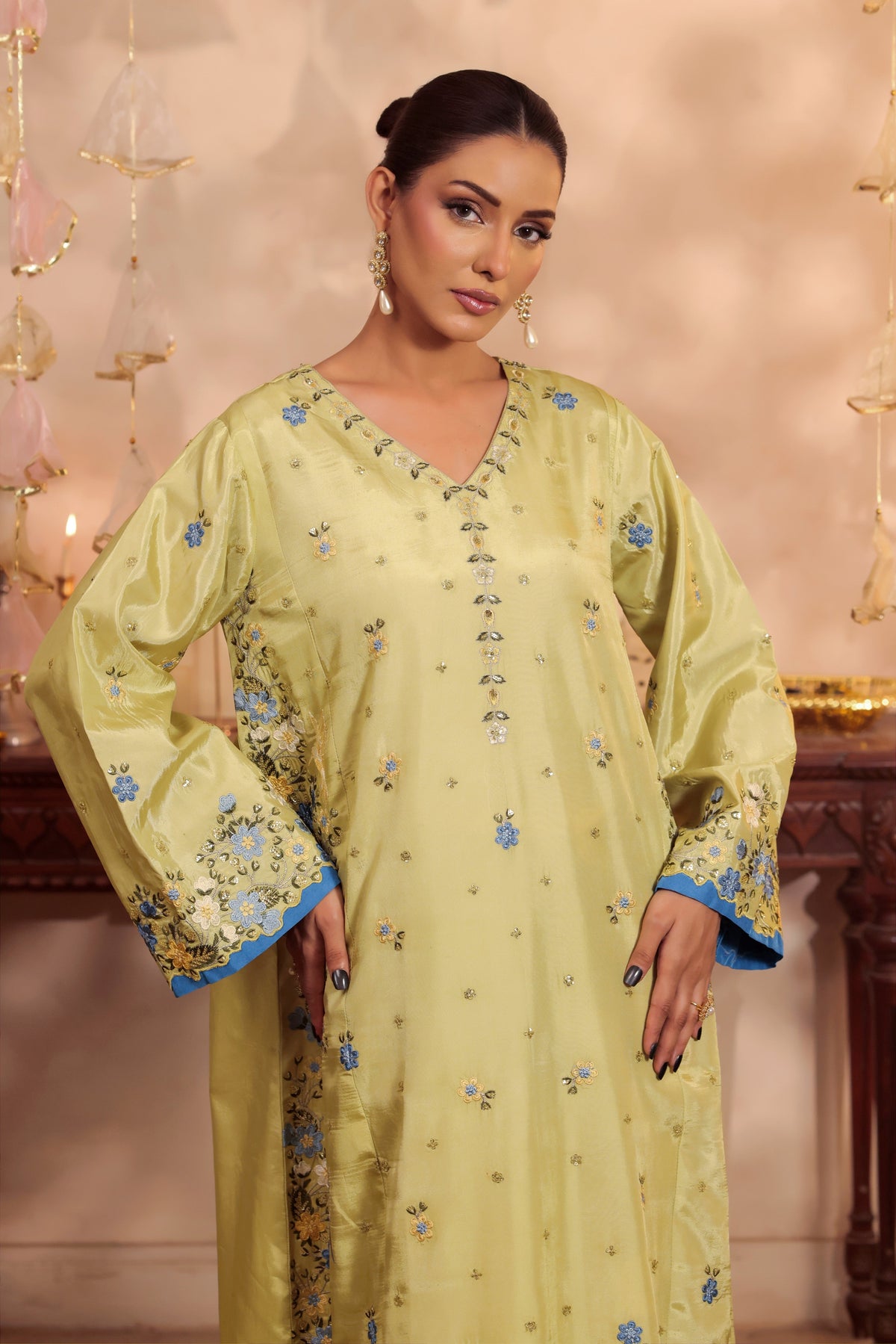 Aneelas Raw Silk Emb Semi Formal Kaftan 2pc [FC-24] [Dispatch Time 2 Months]