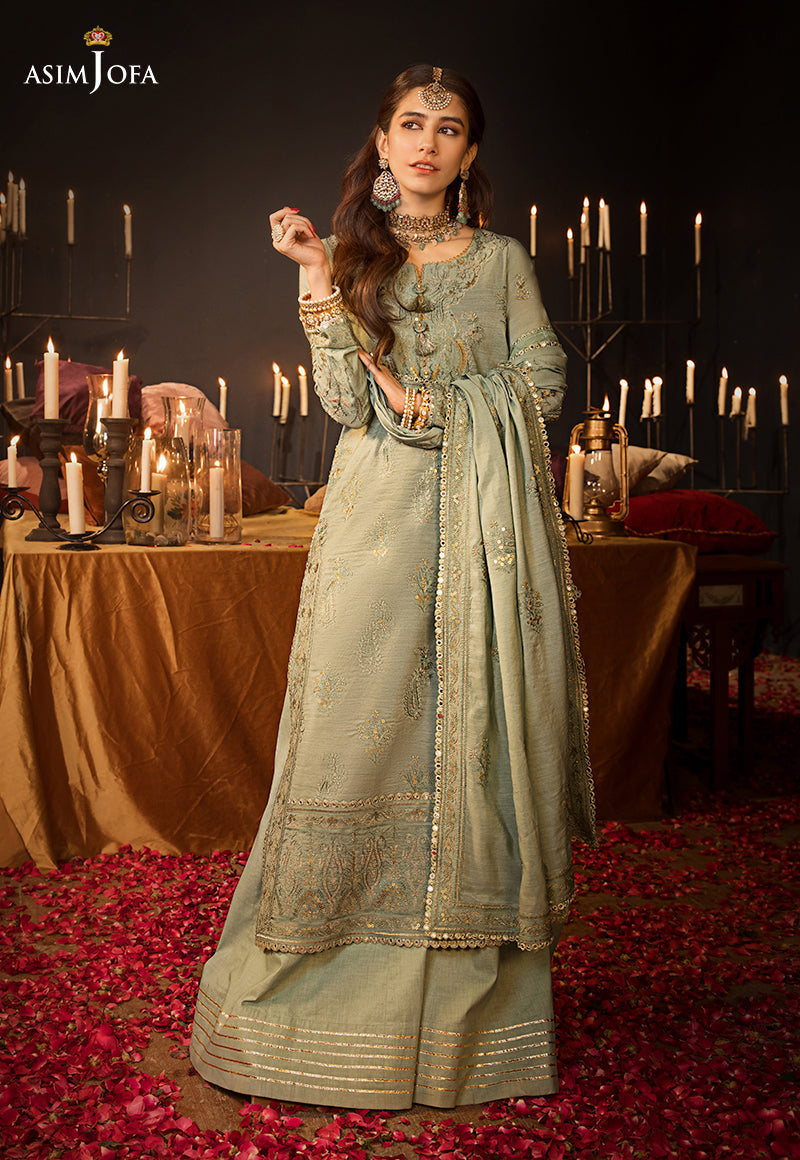 AJMQ-09 EMBROIDERED CHANDERI COTTON 3 PCS