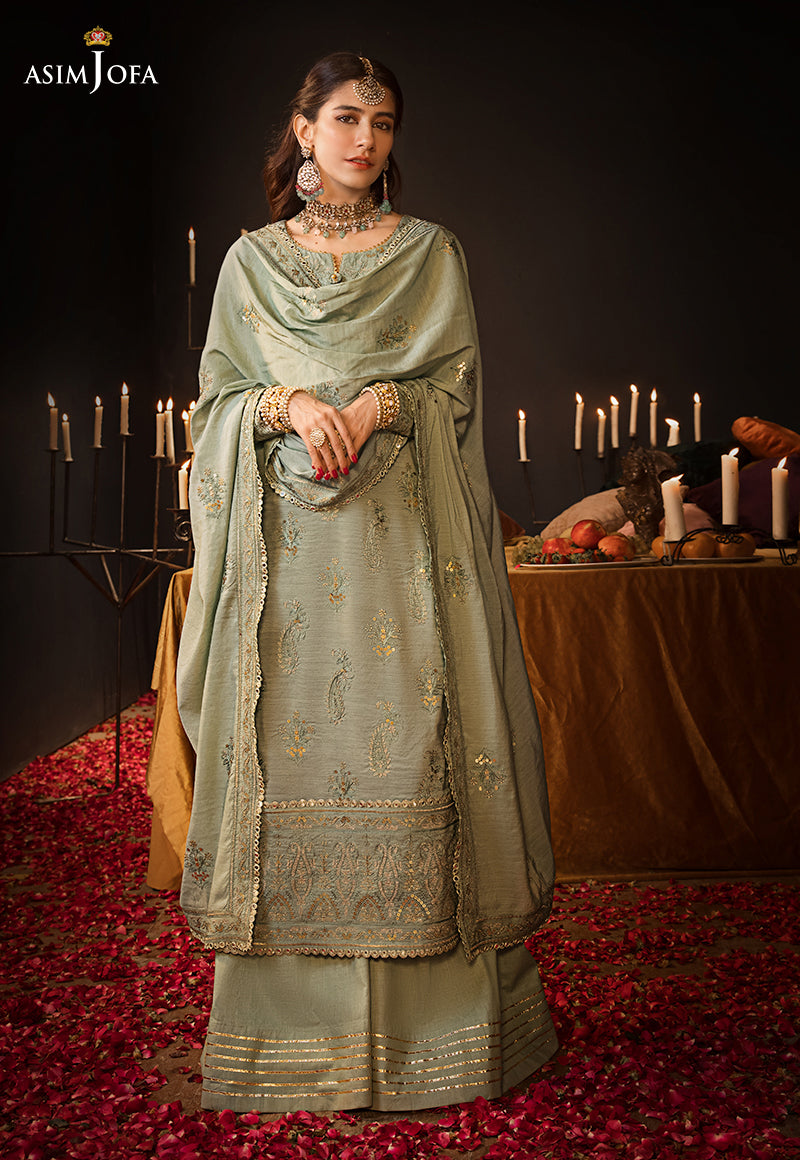 AJMQ-09 EMBROIDERED CHANDERI COTTON 3 PCS