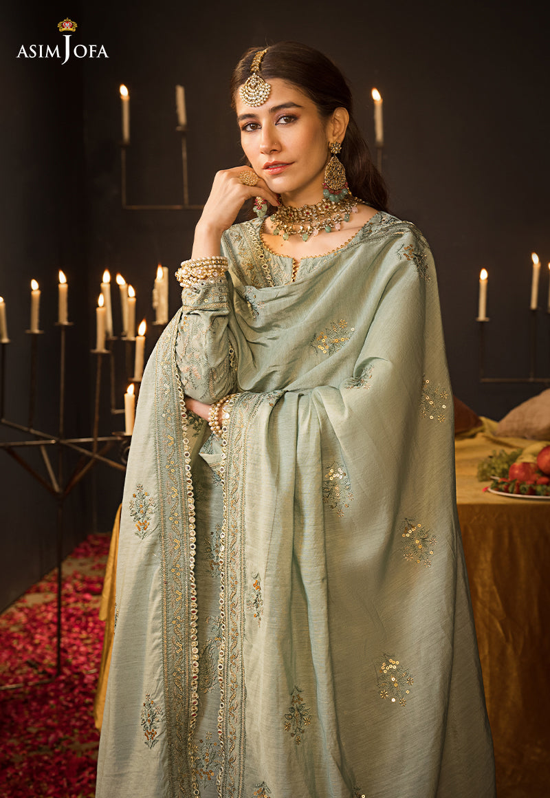 AJMQ-09 EMBROIDERED CHANDERI COTTON 3 PCS