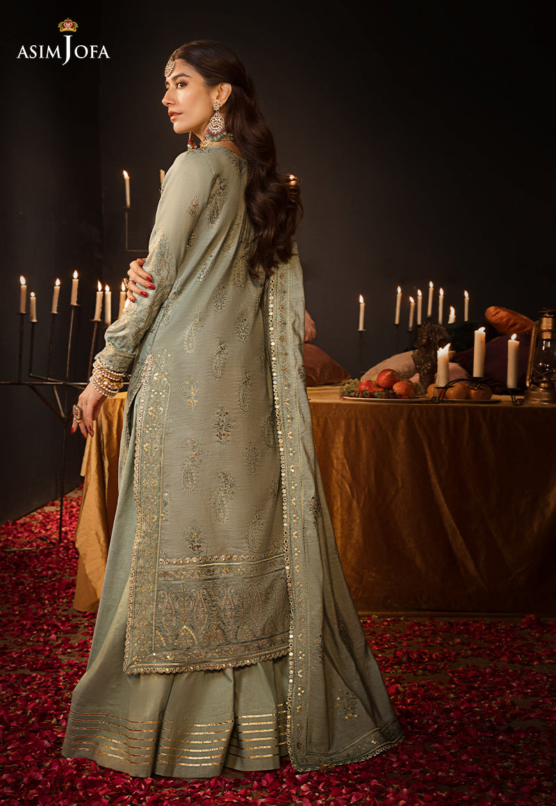 AJMQ-09 EMBROIDERED CHANDERI COTTON 3 PCS