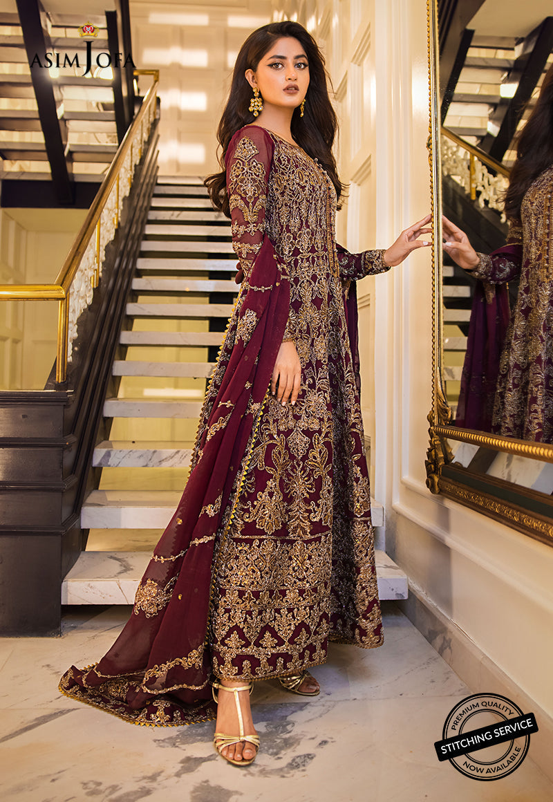 AJSE-07 DESIGNERS STITCHED EMBROIDERED CHIFFON 3 PCS