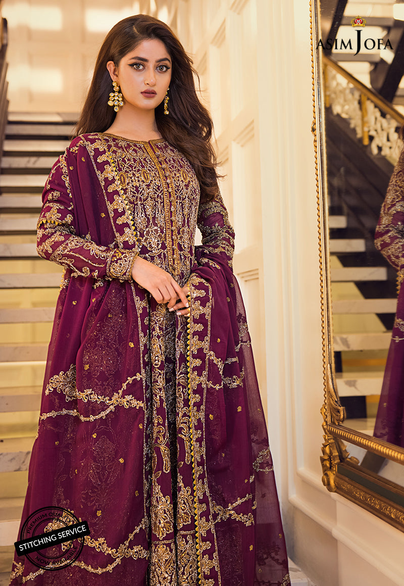 AJSE-07 DESIGNERS STITCHED EMBROIDERED CHIFFON 3 PCS