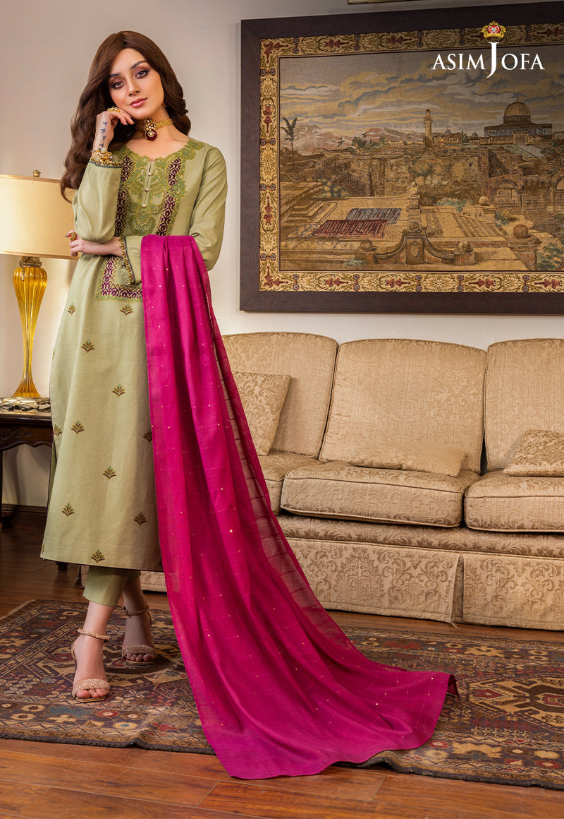 AJPB-97 EMBROIDERED RAW SILK 3 PCS