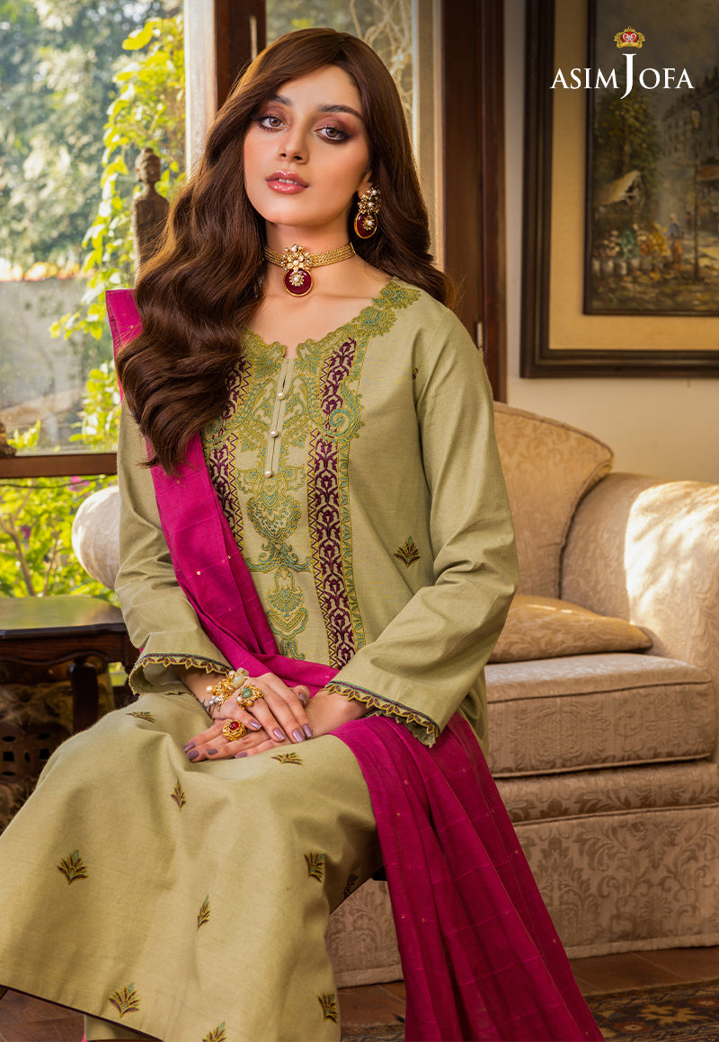 AJPB-97 EMBROIDERED RAW SILK 3 PCS