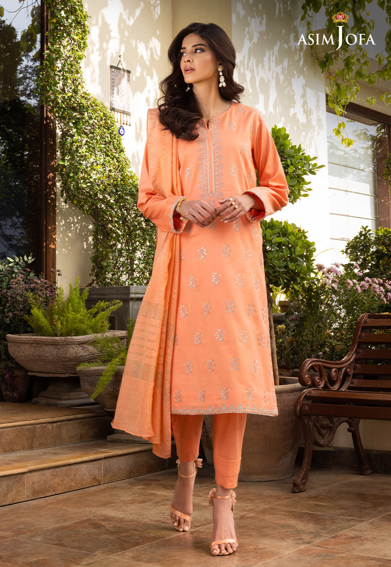 AJPE-28 (3-PC) EMBROIDERED SELF JACQUARD 3 PCS