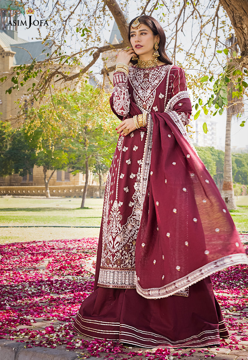 AJMQ-12 EMBROIDERED CHANDERI COTTON 3 PCS