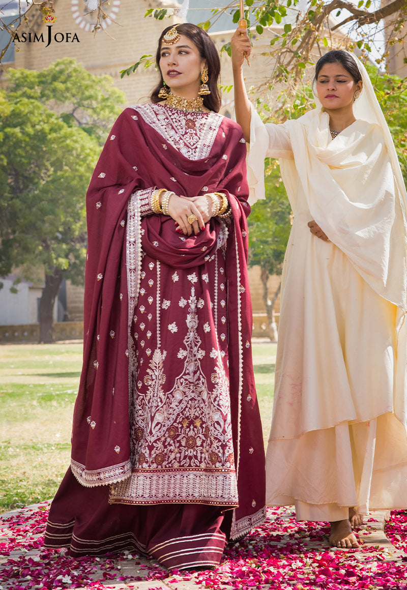 AJMQ-12 EMBROIDERED CHANDERI COTTON 3 PCS