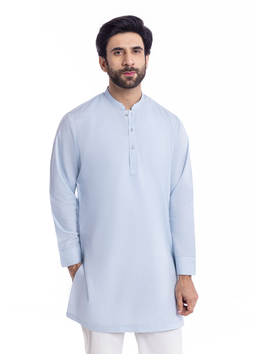 L-Blue-Blended-Kurta - (MP1PBW25BM1J1)