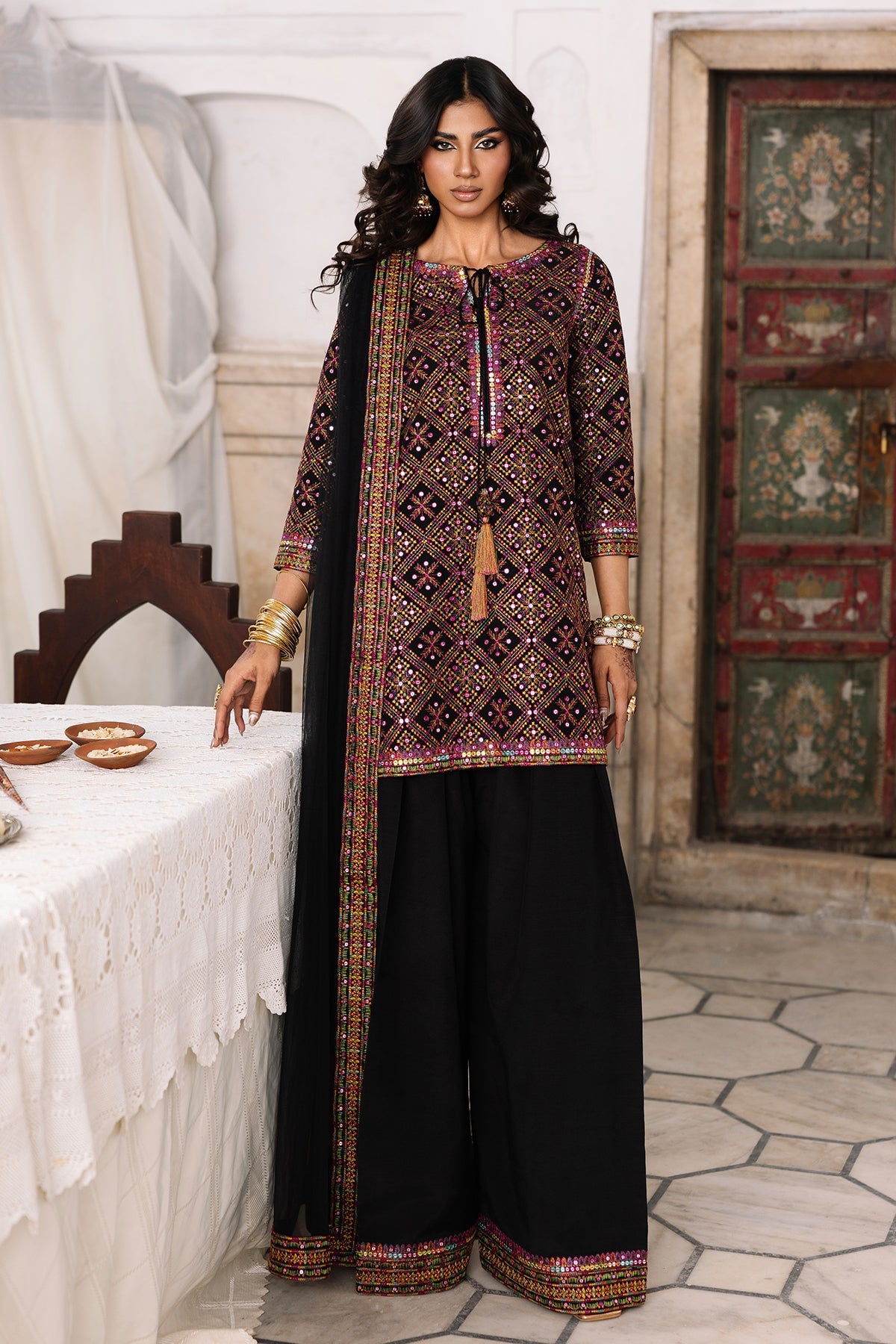 3-Pcs Embroidered Raw Silk CMA-6-327
