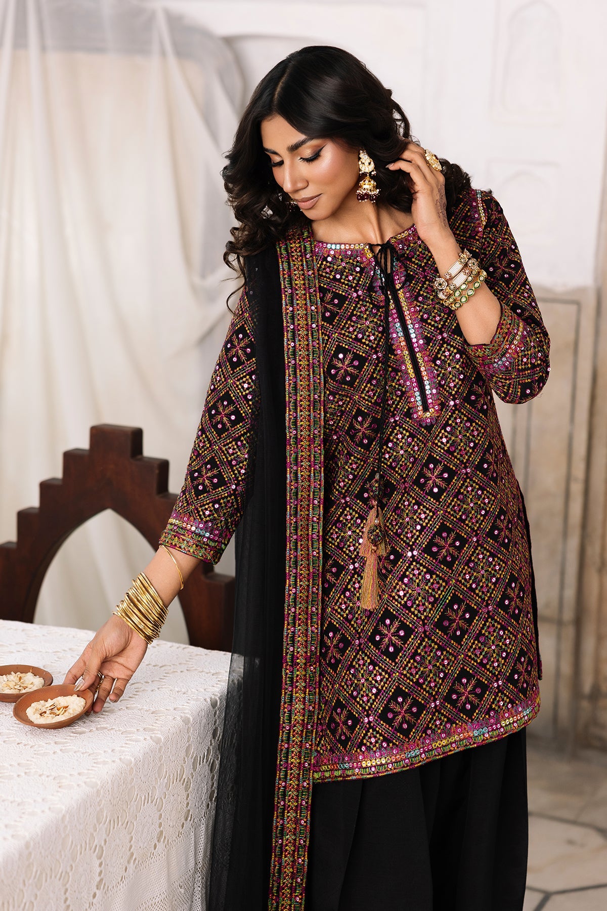 3-Pcs Embroidered Raw Silk CMA-6-327