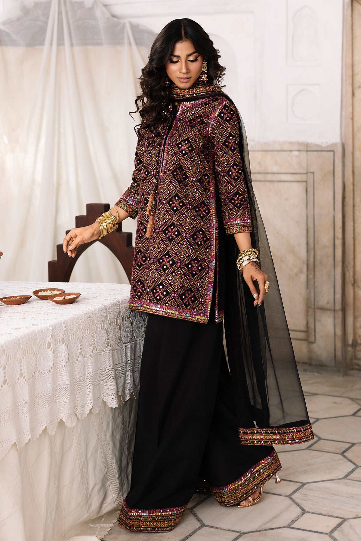 3-Pcs Embroidered Raw Silk CMA-6-327