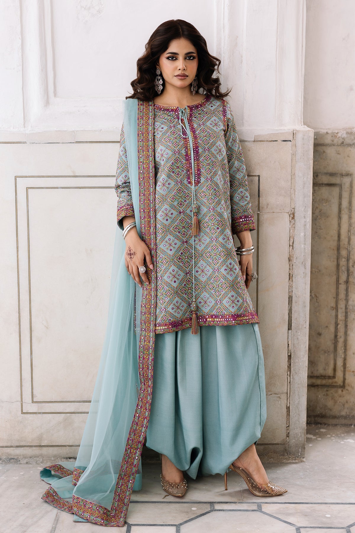3-Pcs Embroidered Raw Silk CMA-6-328