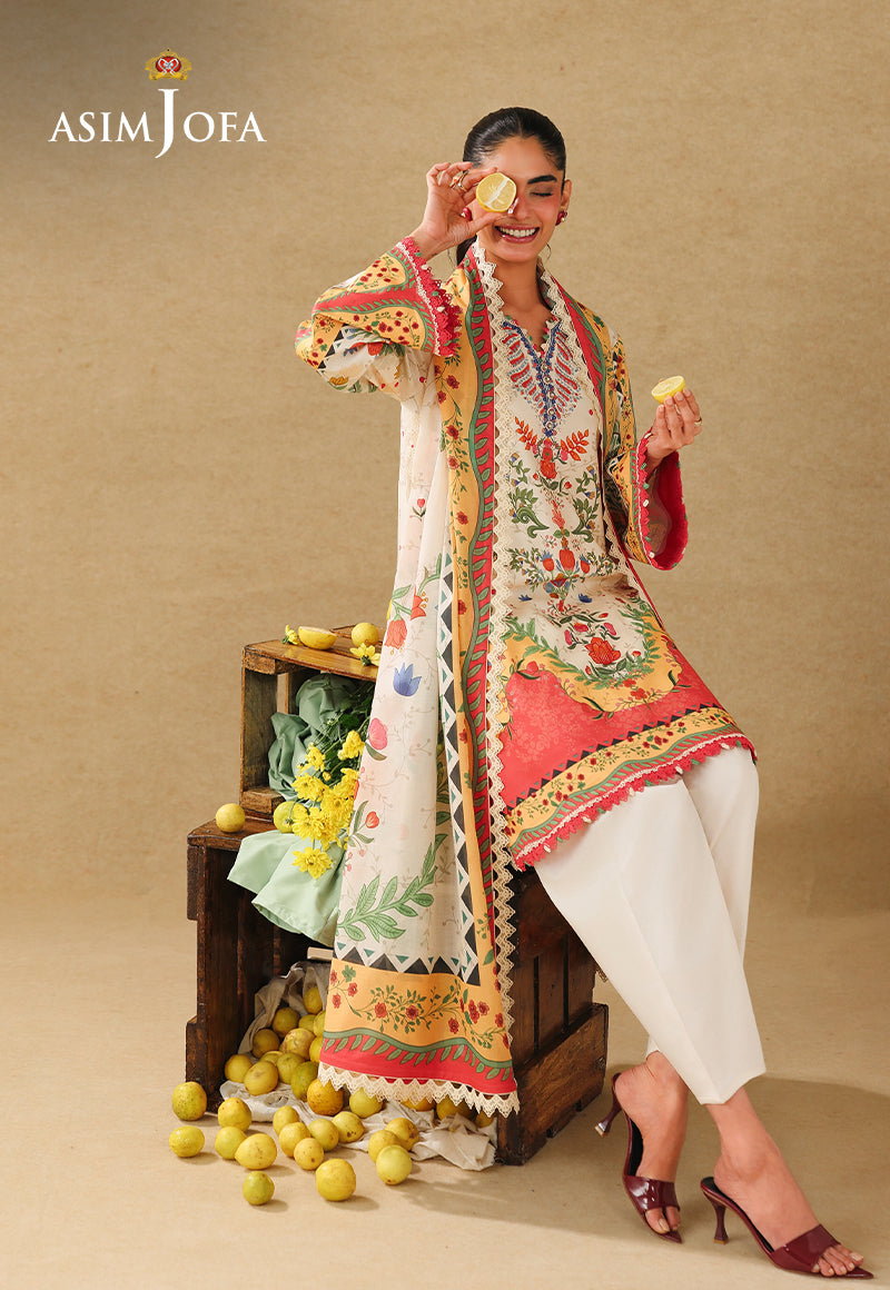 AJUBC-01 Printed Lawn Unstitched 3 Pcs