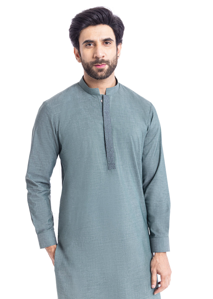 Green-Cotton-Kurta Trouser - (MP2PBBW25BM11D17)