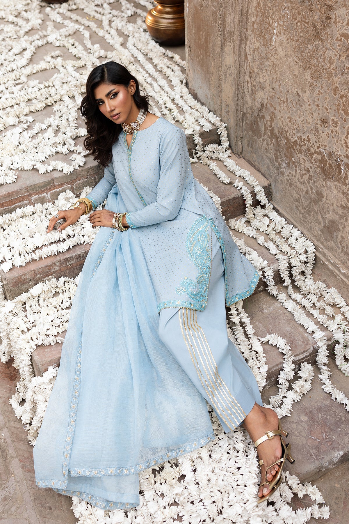 3-PC Embroidered Raw-Silk Suit CMA-6-336