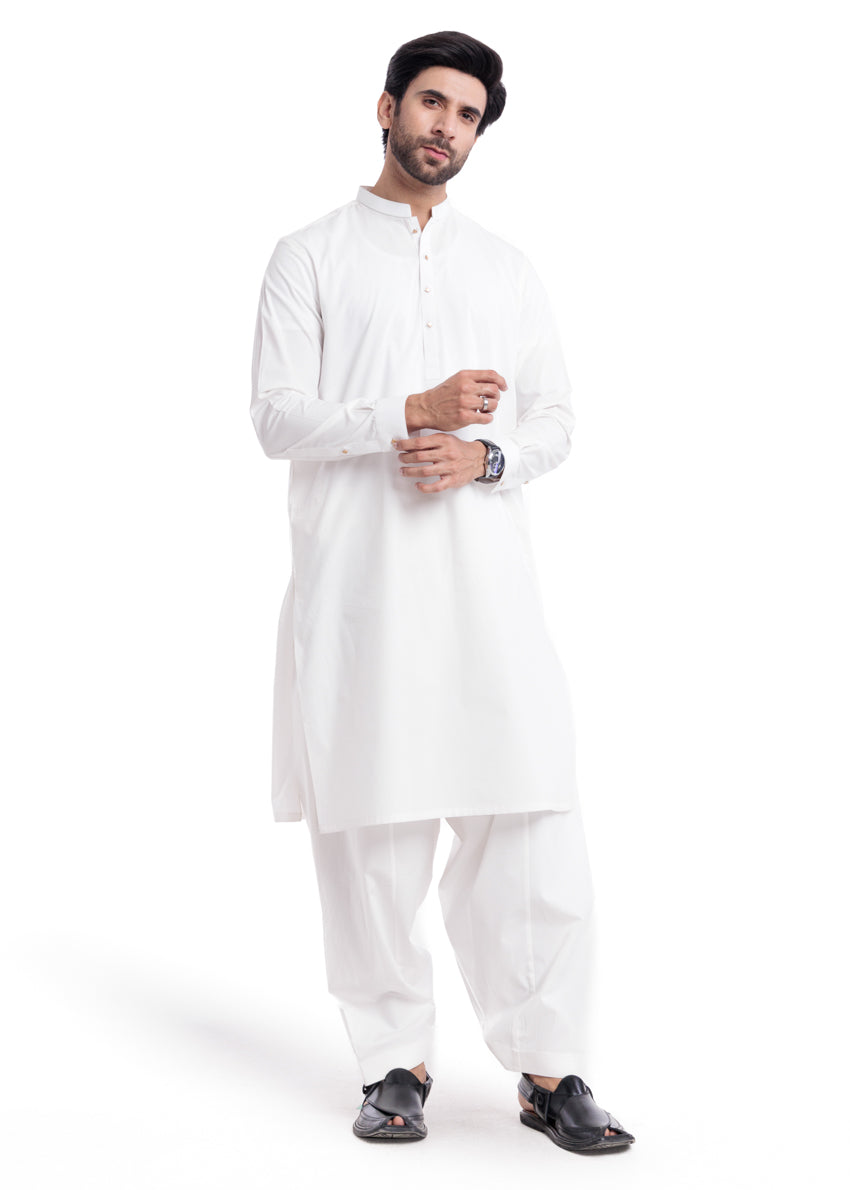 O-White-Cotton-Shalwar Suit - (MP2PBBW25ADD9)
