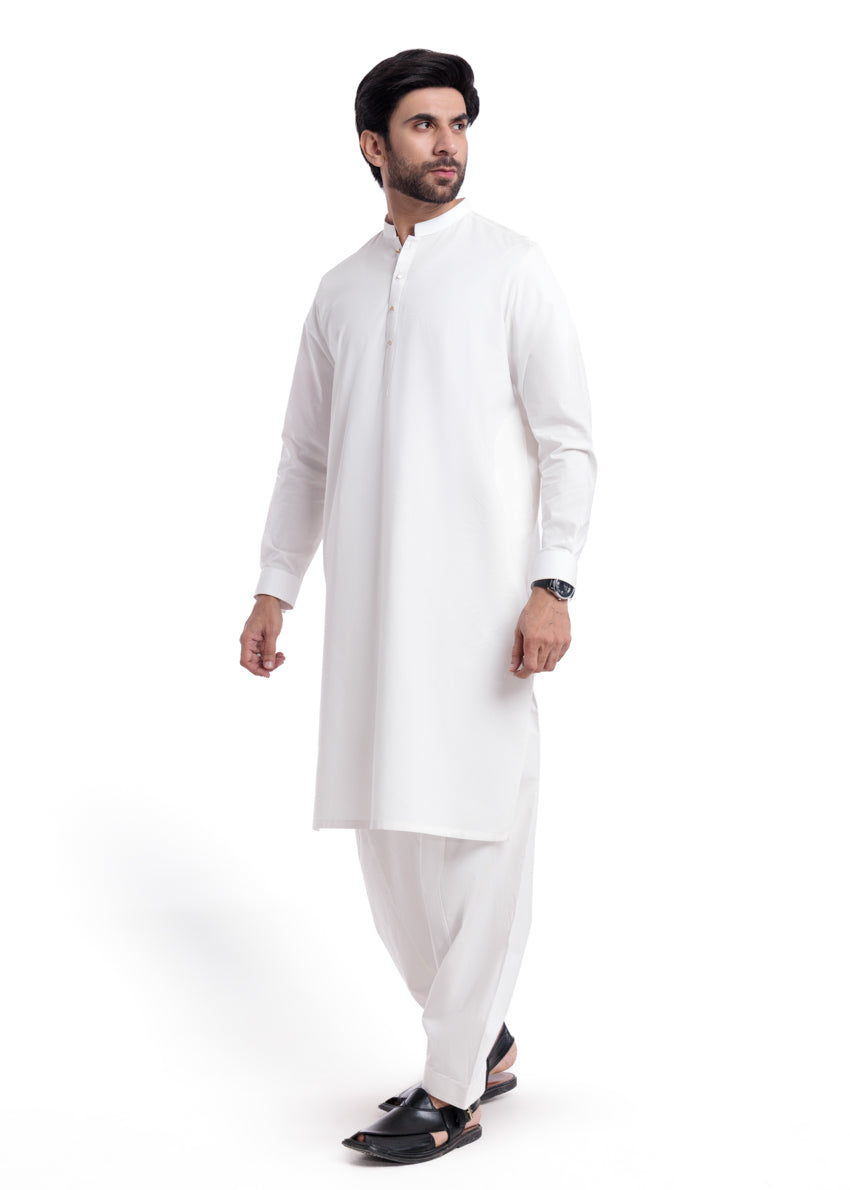 O-White-Cotton-Shalwar Suit - (MP2PBBW25ADD9)