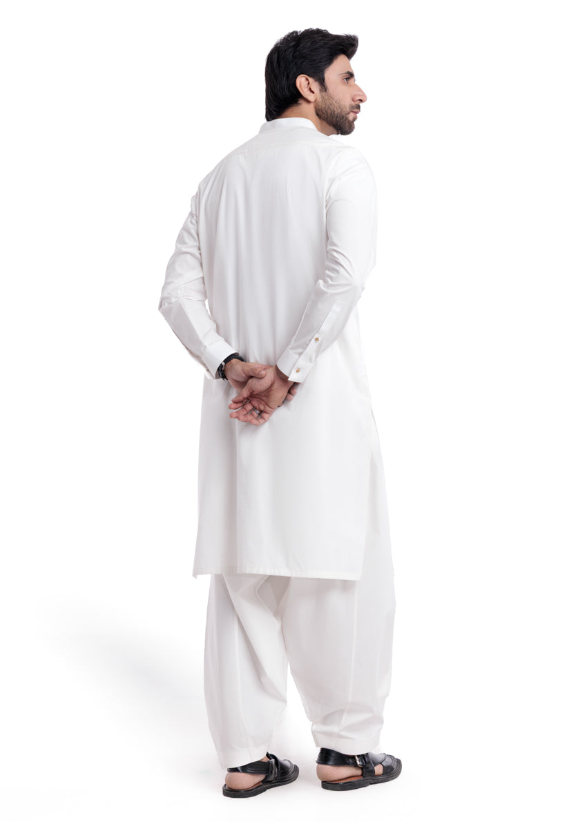 O-White-Cotton-Shalwar Suit - (MP2PBBW25ADD9)