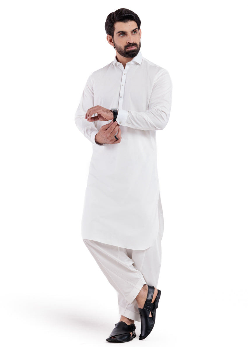 White-Cotton-Shalwar Suit - (MPS25SSS2052)